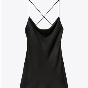 Zara black cowl satin slip dress